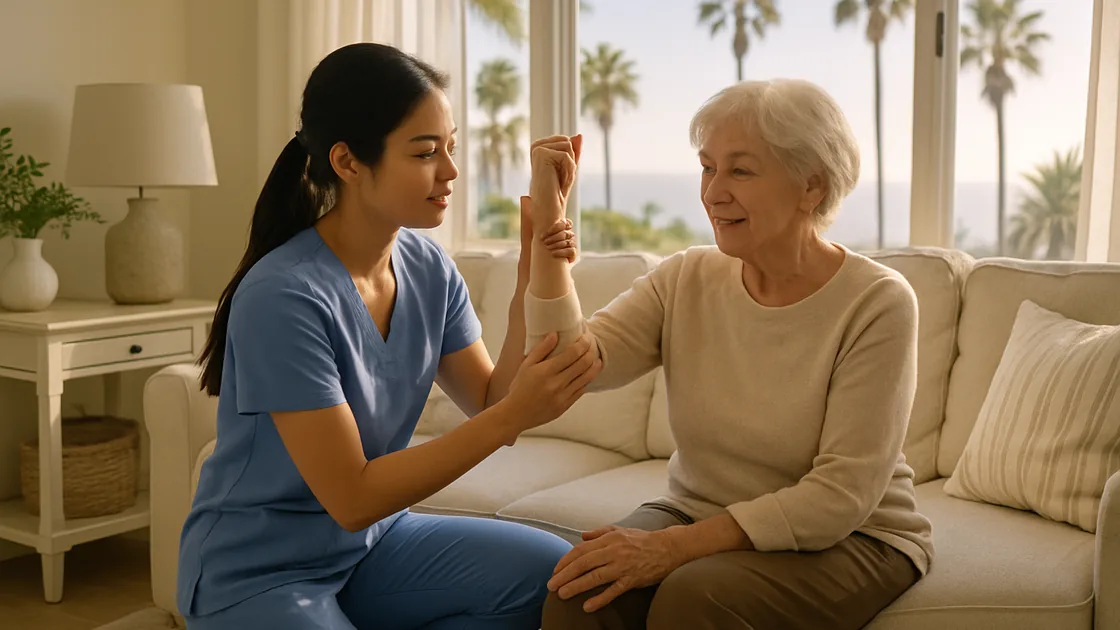 Home health clinician caring for a patient in West Los Angeles